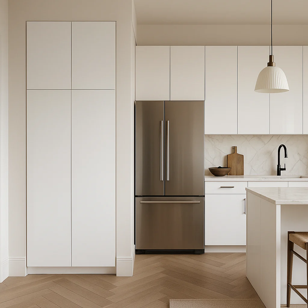 Cambridge Radiance Ready-to-Assemble Slab Pantry Kitchen Cabinet in White Gloss - Image 3