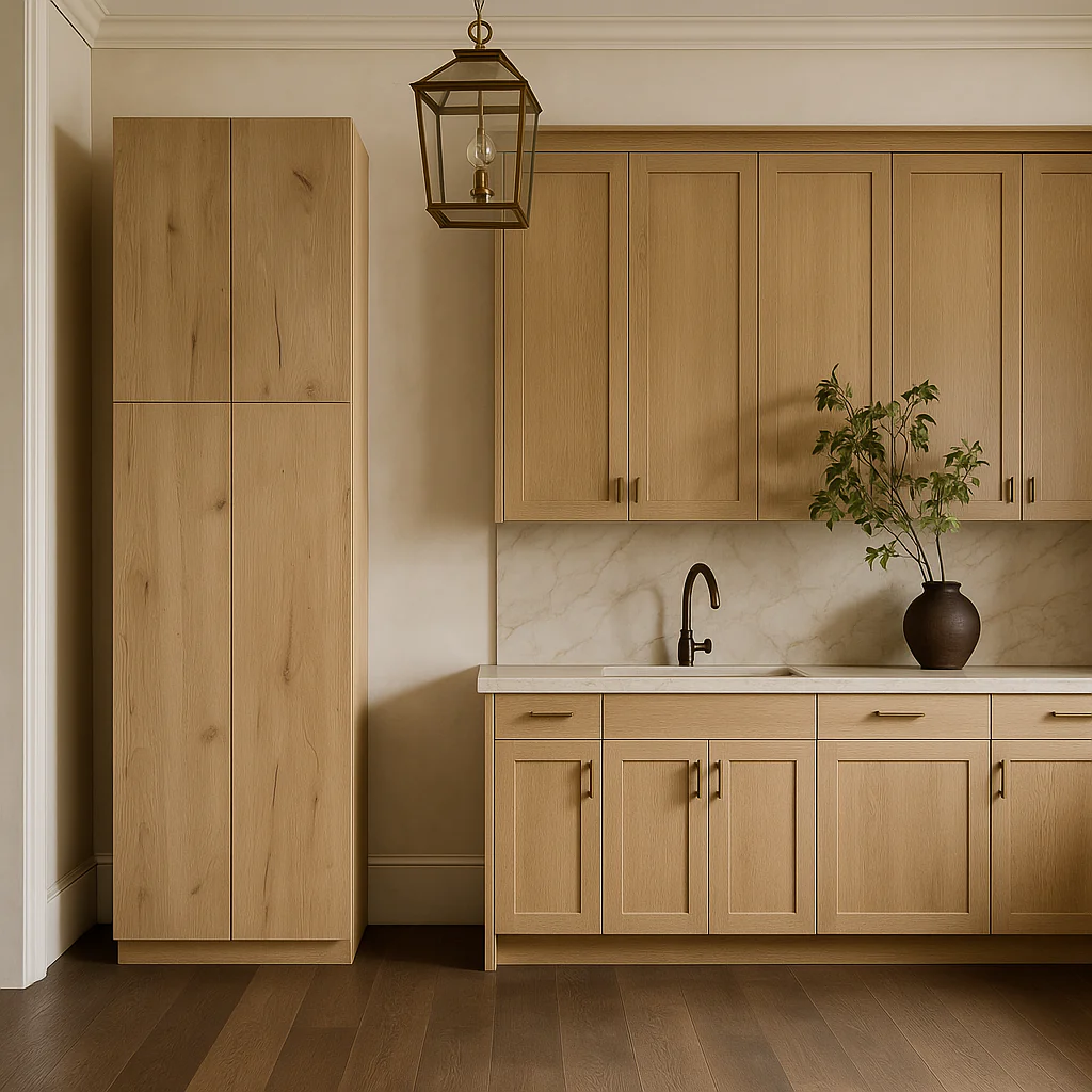 Cambridge Radiance Ready-to-Assemble Slab Pantry Kitchen Cabinet, Light Oak, 24x24x84 in. - Image 3