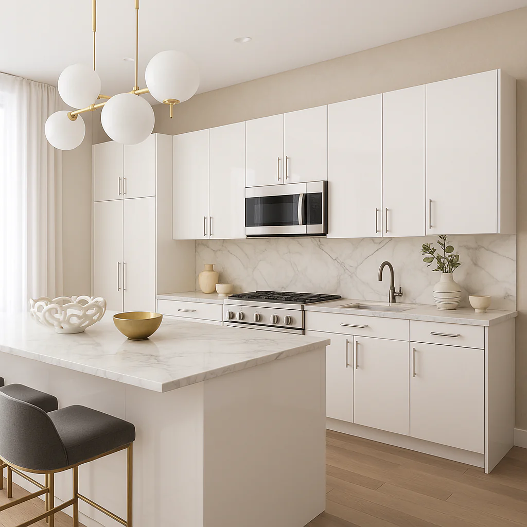 Cambridge Radiance Ready-to-Assemble Slab Wall Kitchen Cabinet in White Gloss - Image 4