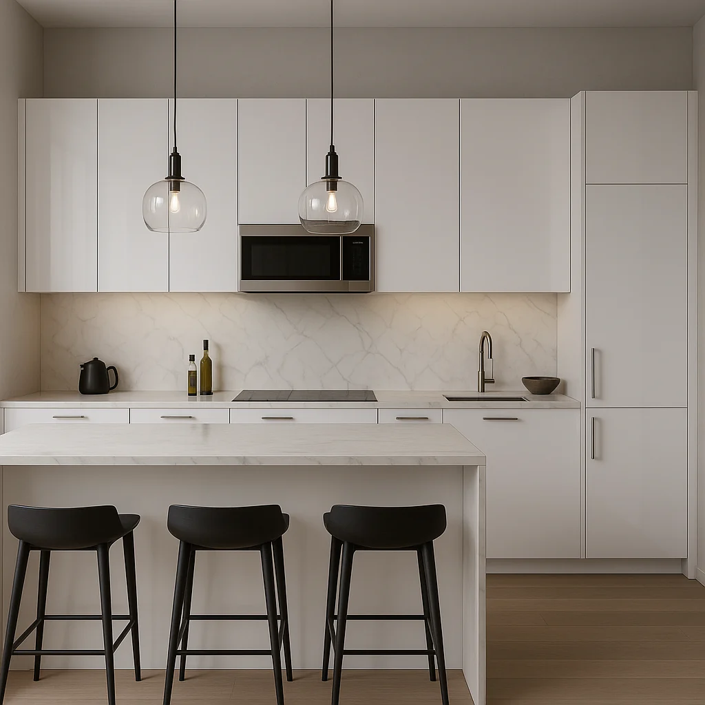 Cambridge Radiance Slab Wall Kitchen Cabinet in White Gloss - 18x12x30 - Image 2