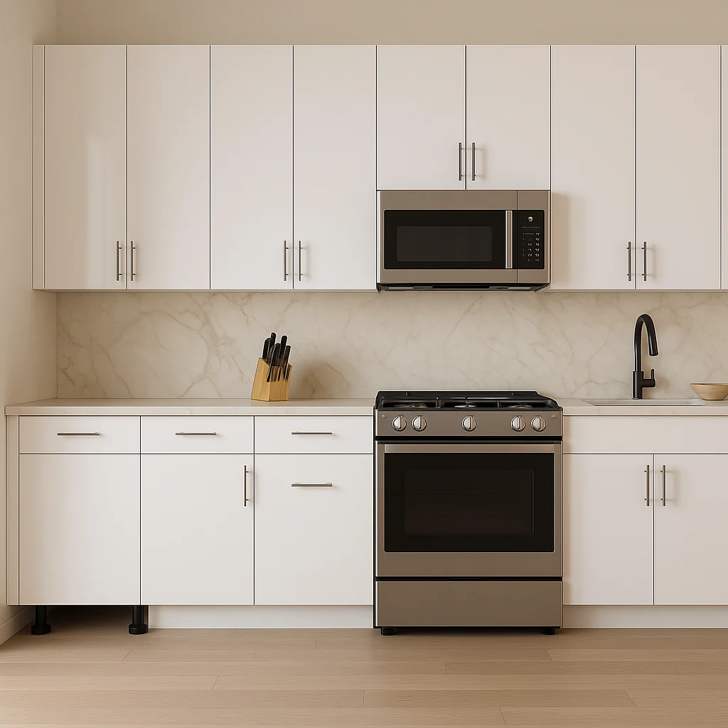 Cambridge Radiance White Gloss Slab Base Kitchen Cabinet - 12" W x 24" D x 34.5" H - Image 4