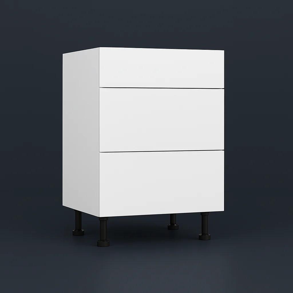 Cambridge Radiance White Gloss Slab Drawer Base Kitchen Cabinet