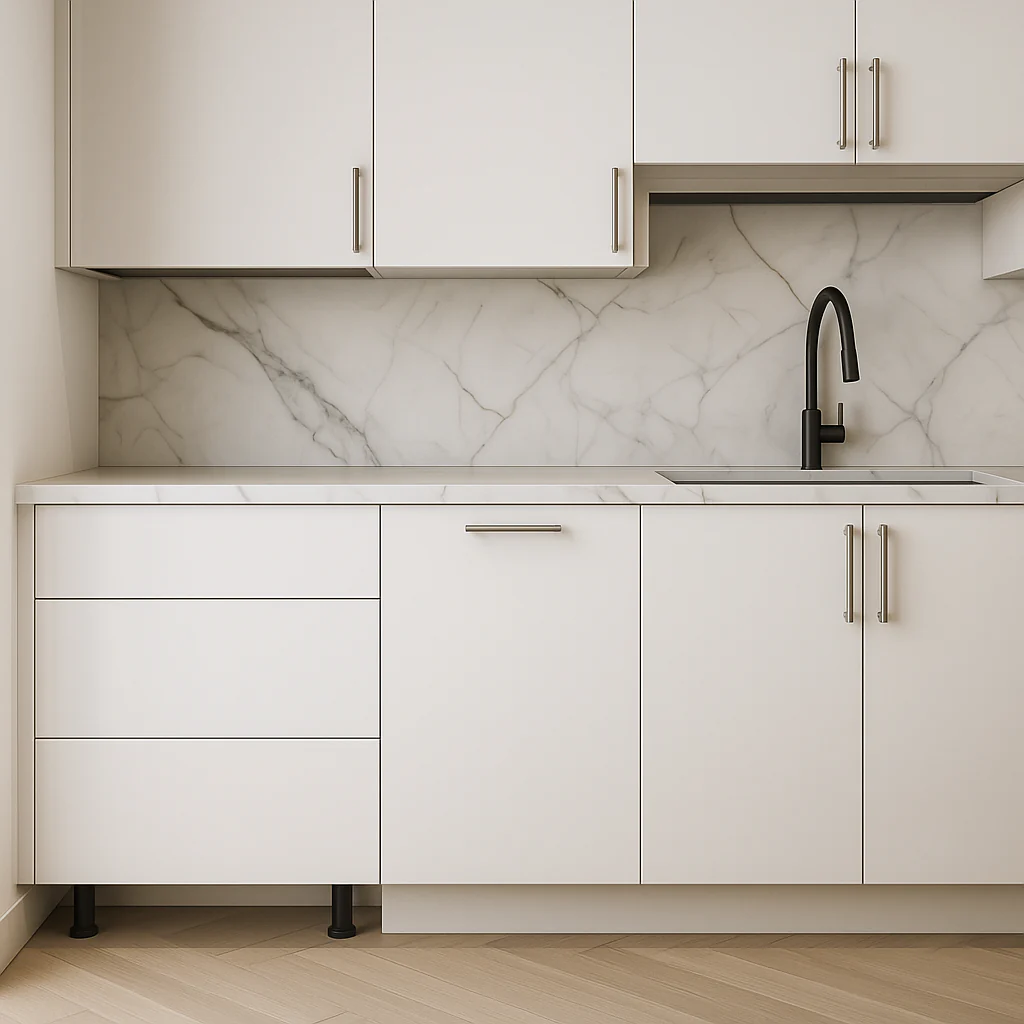 Cambridge Radiance White Gloss Slab Drawer Base Kitchen Cabinet - Image 2