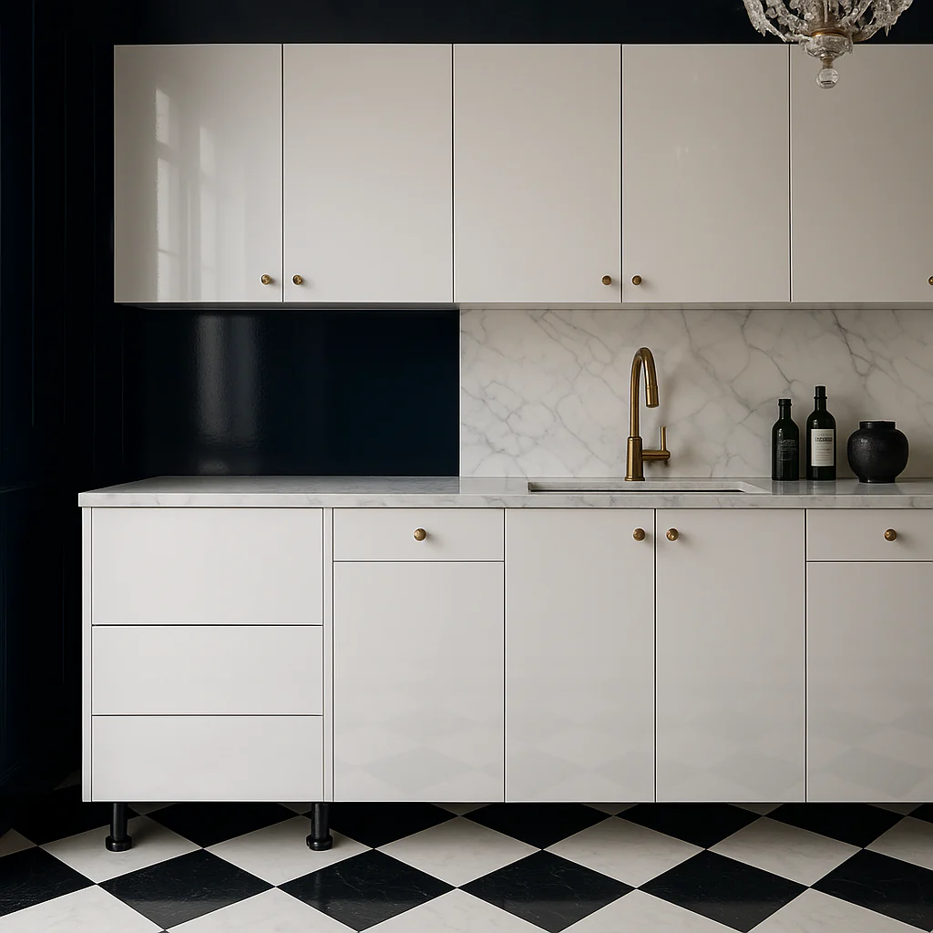 Cambridge Radiance White Gloss Slab Drawer Base Kitchen Cabinet - Image 3