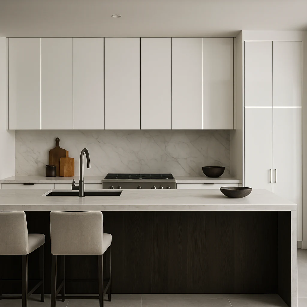 Cambridge Radiance White Gloss Slab Wall Kitchen Cabinet, 15x12x30 in. - Image 2