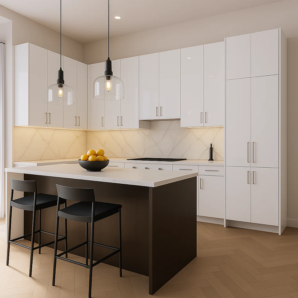 Cambridge Radiance White Gloss Slab Wall Kitchen Cabinet, 21x12x30 in. - Image 2
