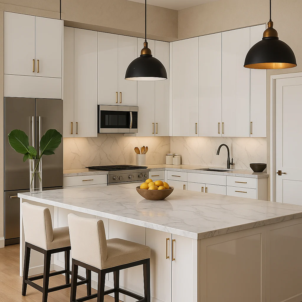 Cambridge Radiance White Gloss Slab Wall Kitchen Cabinet, 21x12x30 in. - Image 3