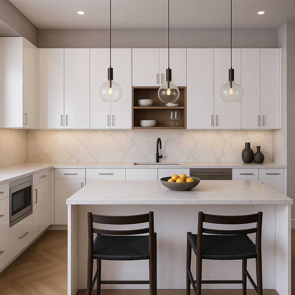 Cambridge Radiance White Gloss Slab Wall Kitchen Cabinet, 21x12x30 in. - Image 4