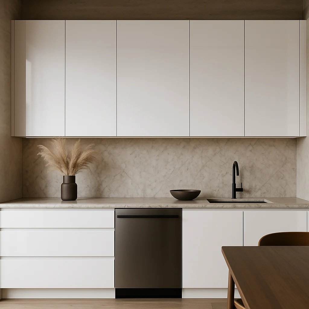 Cambridge Radiance White Gloss Slab Wall Kitchen Cabinet, 21x12x36 in. - Image 3
