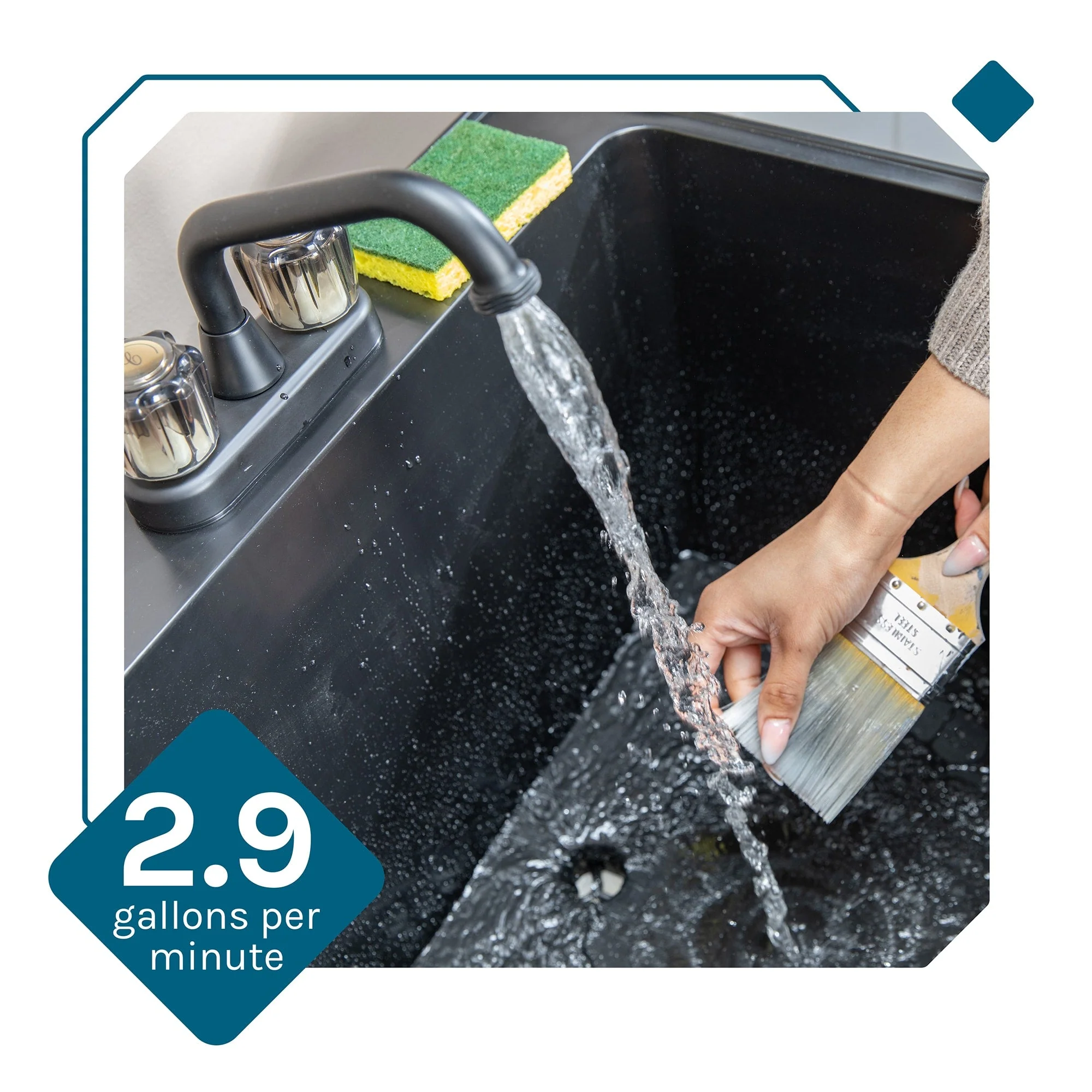 Cambridge Resources 1-Basin Black Freestanding Utility Tub with Drain and Faucet - Image 5