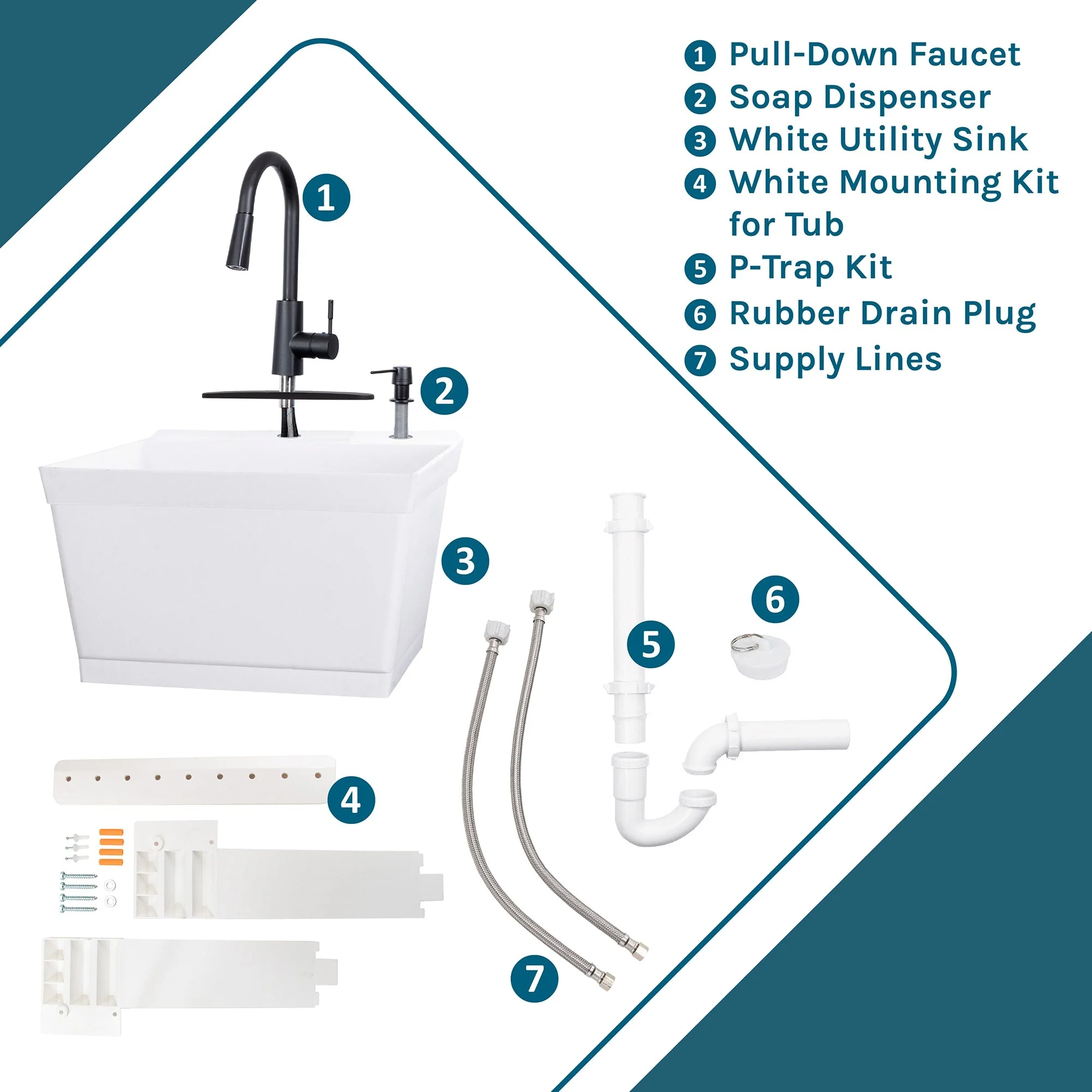 Cambridge Resources 19-Gallon White Wall Mount Utility Tub with Faucet - Image 3