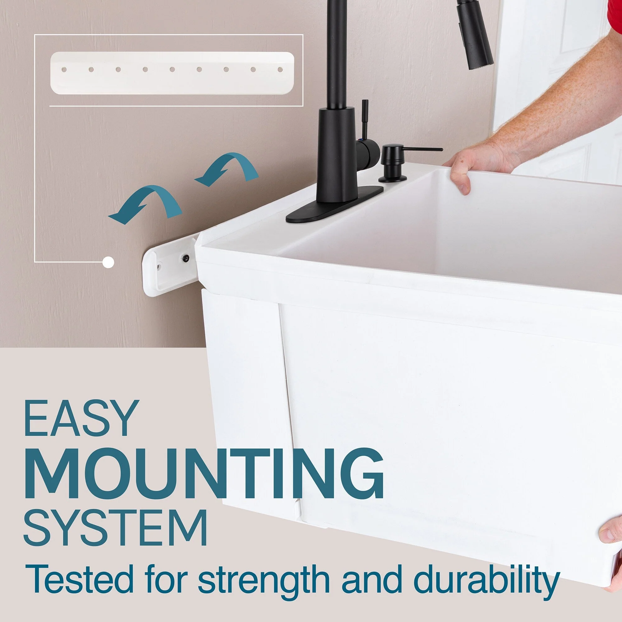 Cambridge Resources 19-Gallon White Wall Mount Utility Tub with Faucet - Image 5
