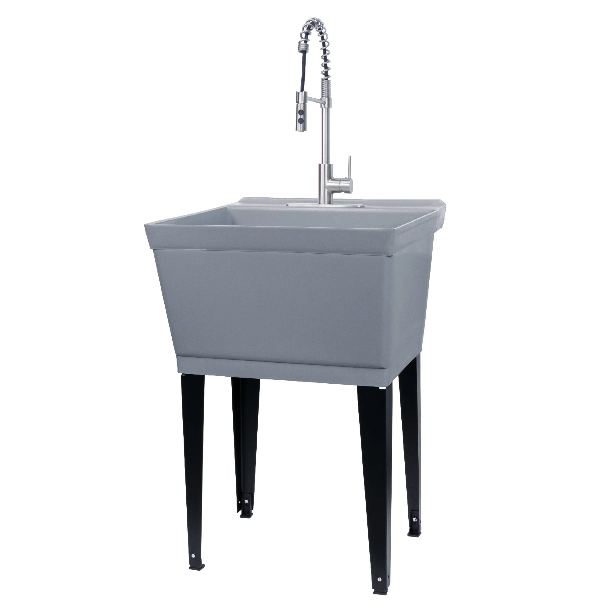 Cambridge Resources Freestanding Gray Utility Tub with Drain and Faucet