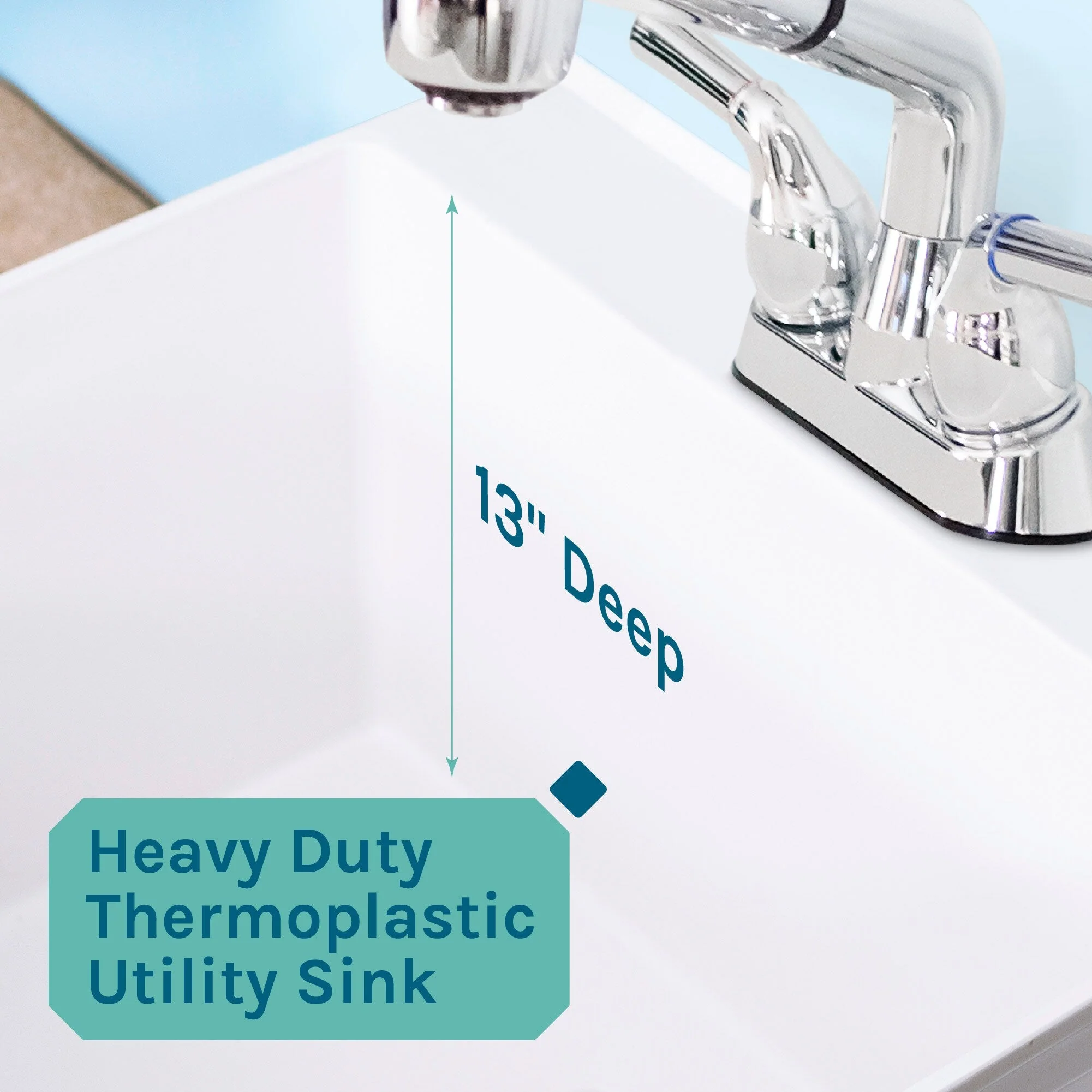 Cambridge Resources Freestanding White Utility Tub with Faucet - Image 2