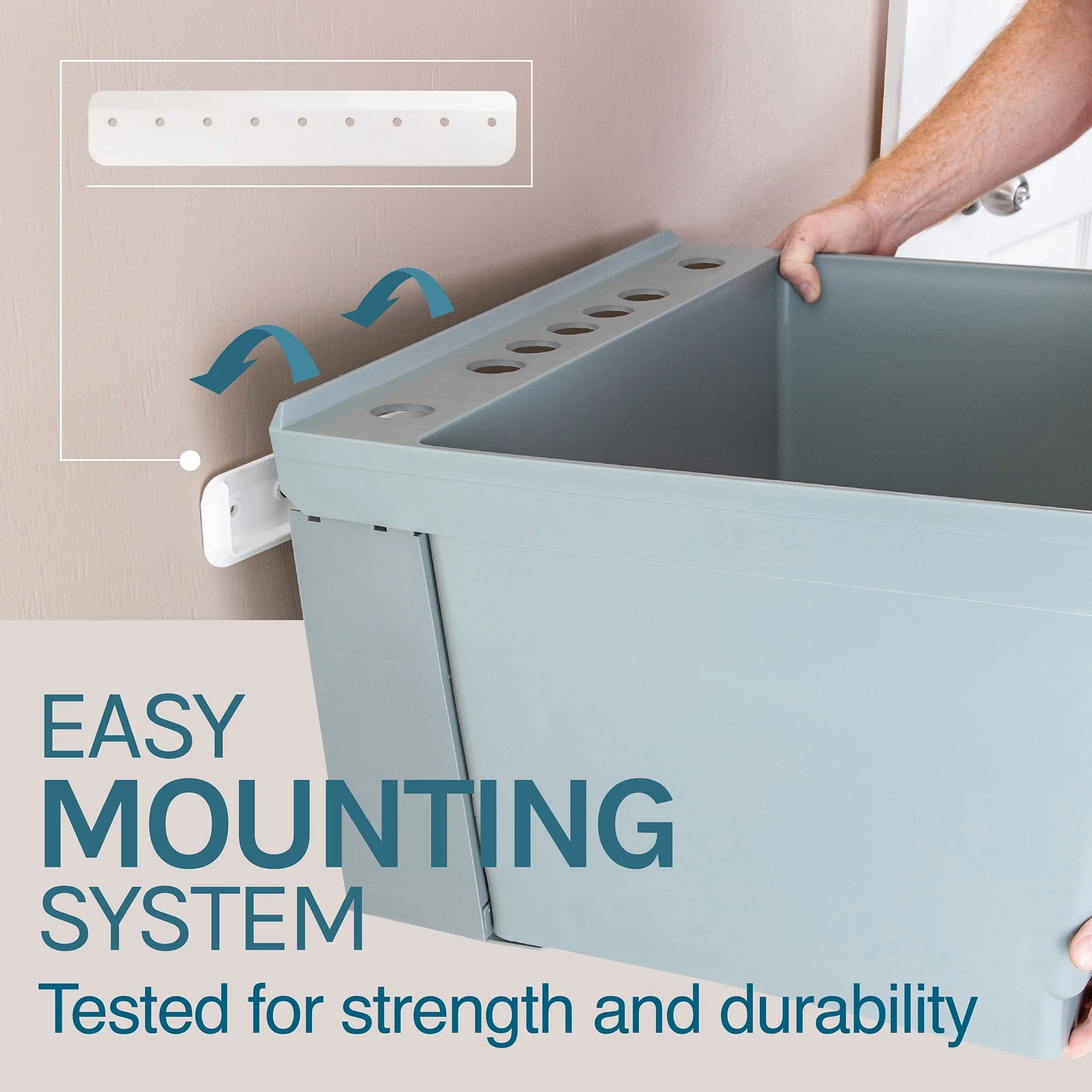 Cambridge Resources 23.5" Gray Wall Mount Utility Tub with Drain - Image 5