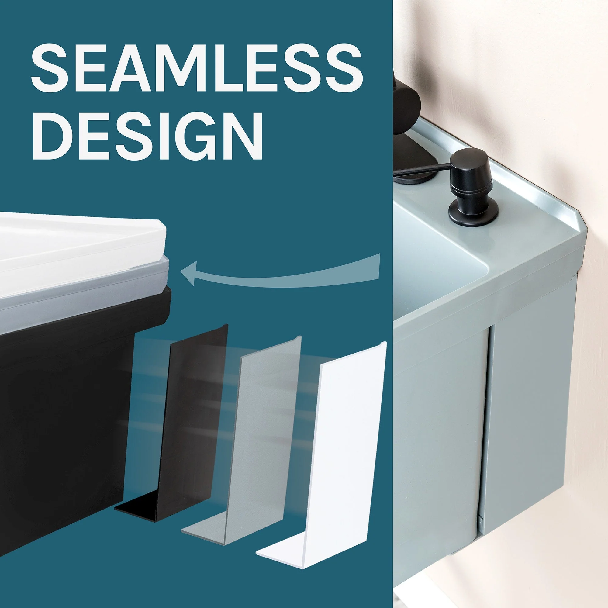 Cambridge Resources Gray Wall Mount Utility Tub with Faucet & Drain - Image 2