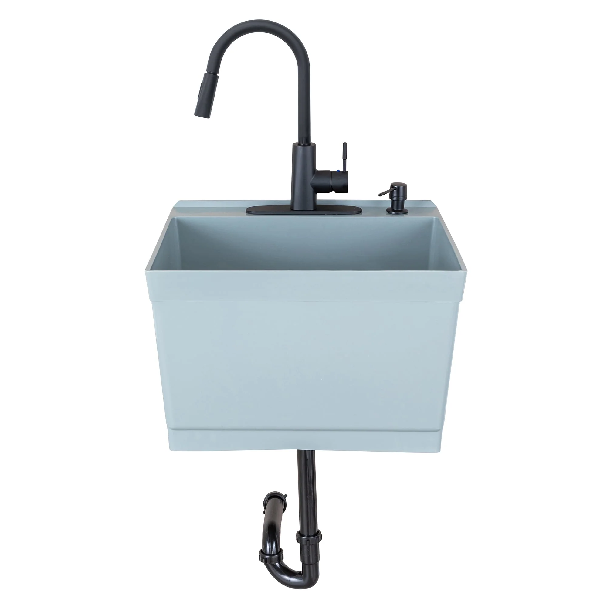 Cambridge Resources Gray Wall Mount Utility Tub with Faucet & Drain - Image 6