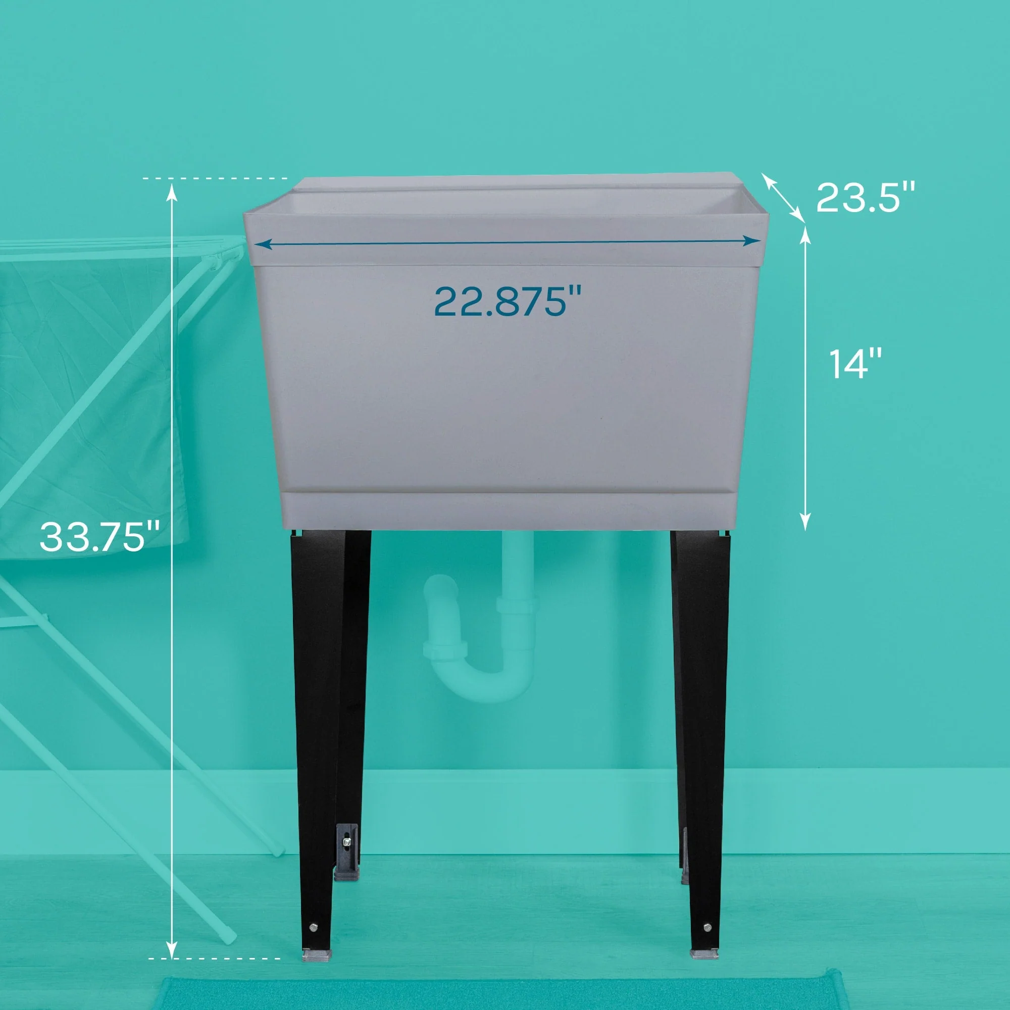 Cambridge Resources Grey Freestanding Utility Tub with Drain - Image 3