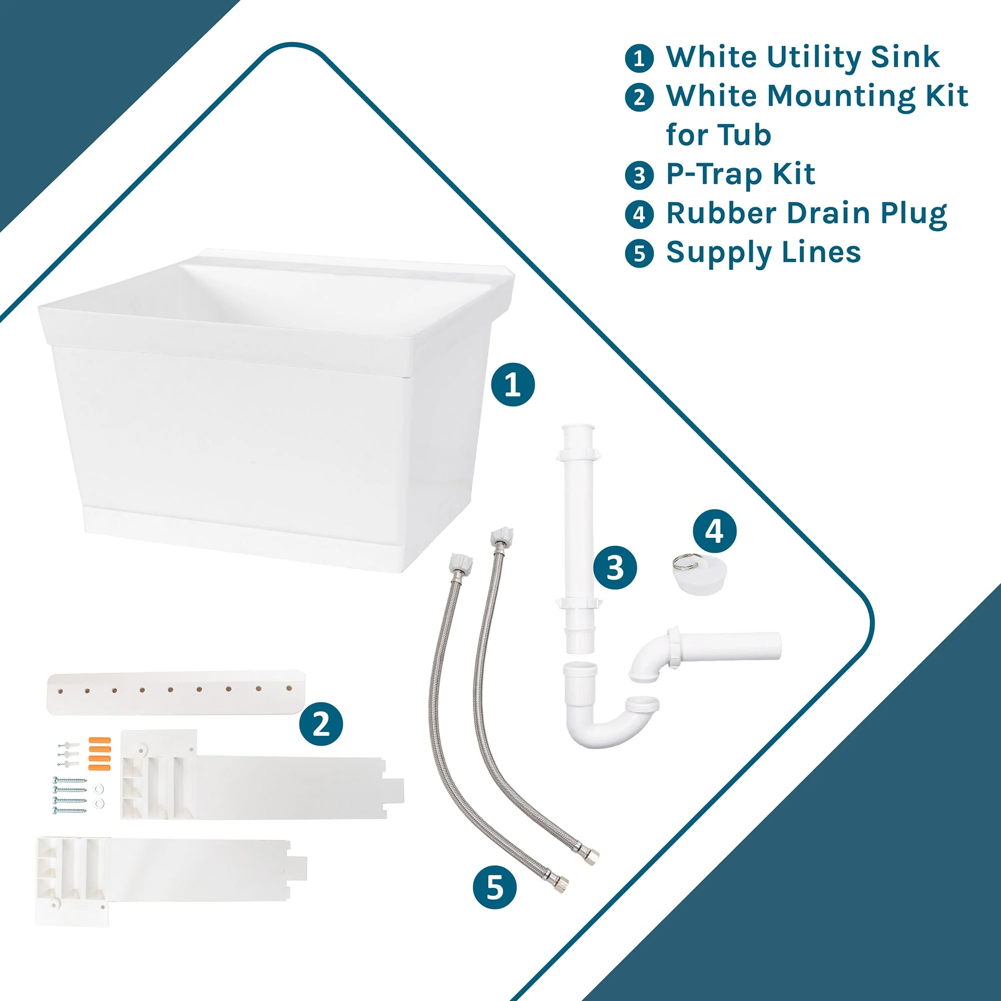 Cambridge Resources White Wall Mount Utility Tub - 23.5 x 22.875 Inch - Image 3