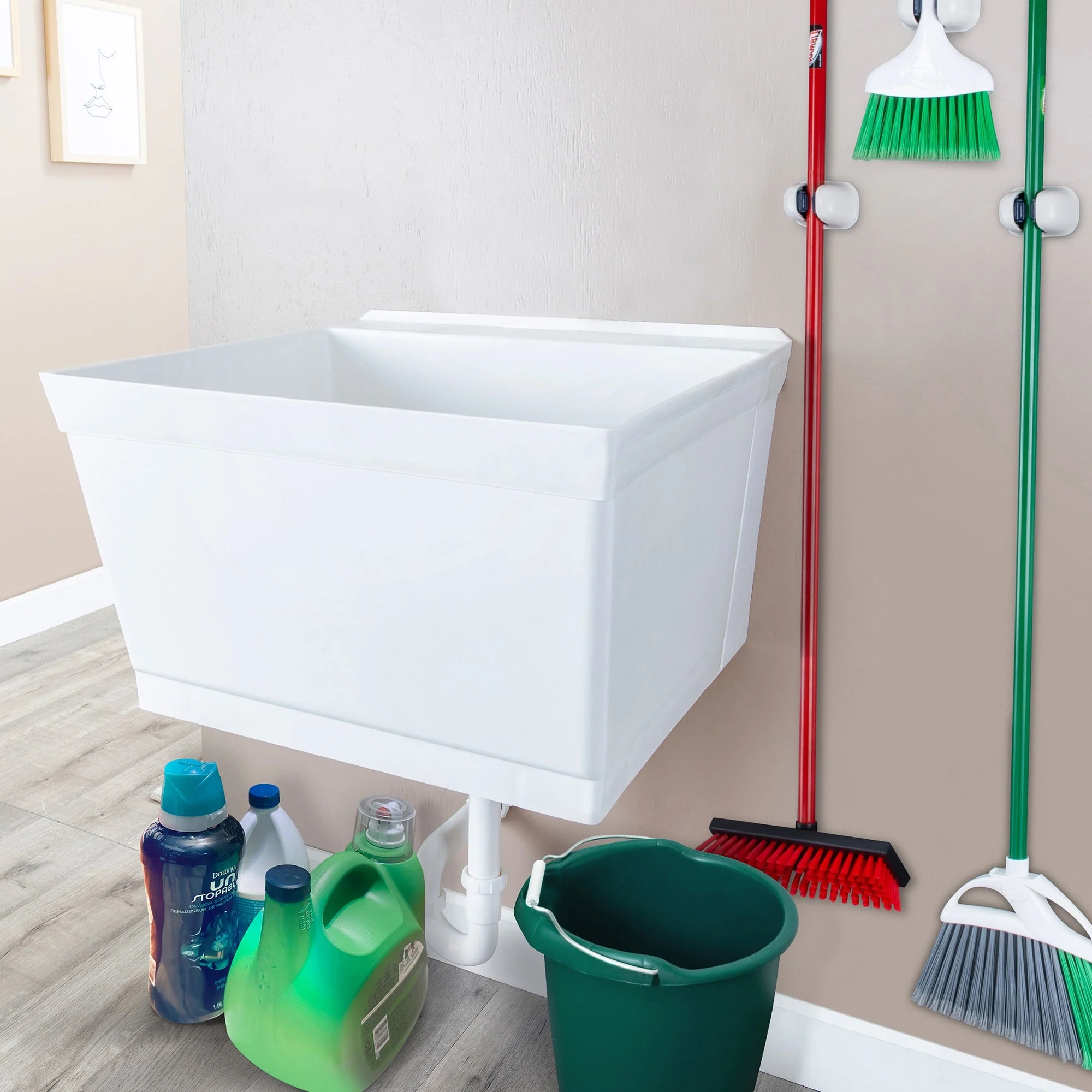 Cambridge Resources White Wall Mount Utility Tub - 23.5 x 22.875 Inch - Image 4