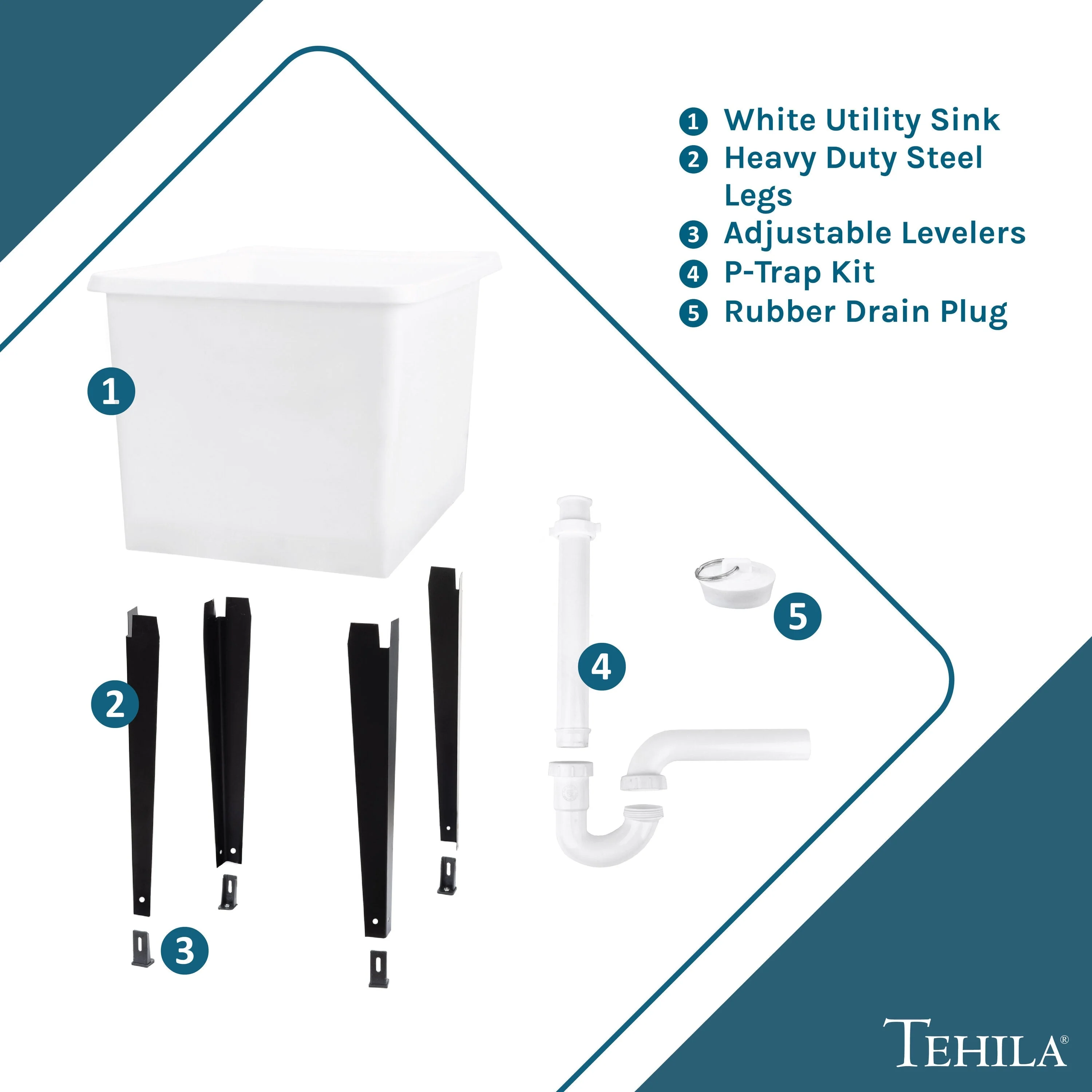 Cambridge Resources White Freestanding Utility Tub with Drain - Image 8