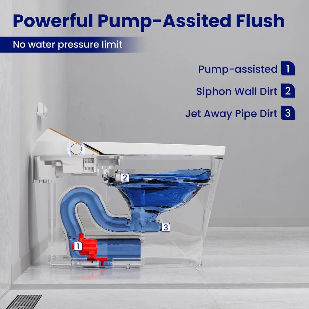CANEST Elongated Smart Bidet Toilet 1.08/1.45 GPF Dual Flush with Auto Open/Close & Heated Seat - Image 6