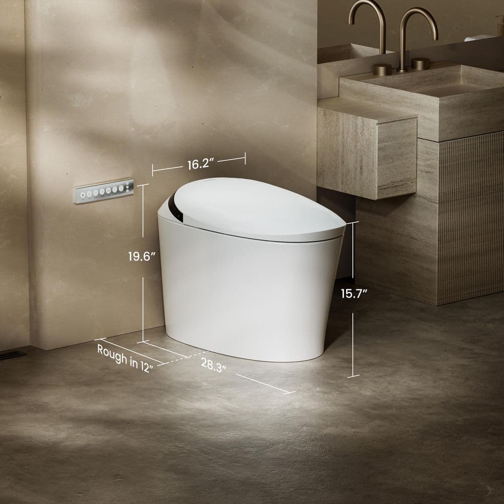 CANEST Elongated Smart Bidet Toilet Single Flush 1.08/1.45 GPF with Heated Seat and Remote - Image 3