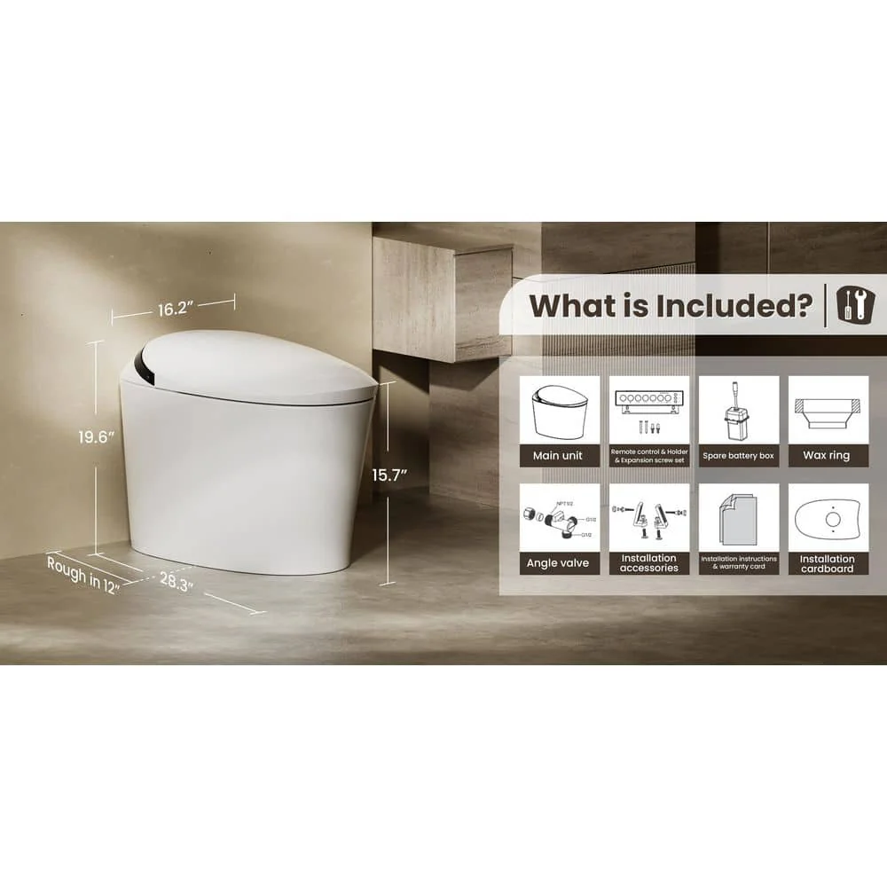 CANEST Elongated Smart Bidet Toilet Single Flush 1.08/1.45 GPF with Heated Seat and Remote - Image 4