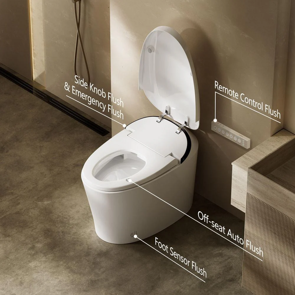 CANEST Elongated Smart Bidet Toilet Single Flush 1.08/1.45 GPF with Heated Seat and Remote - Image 6