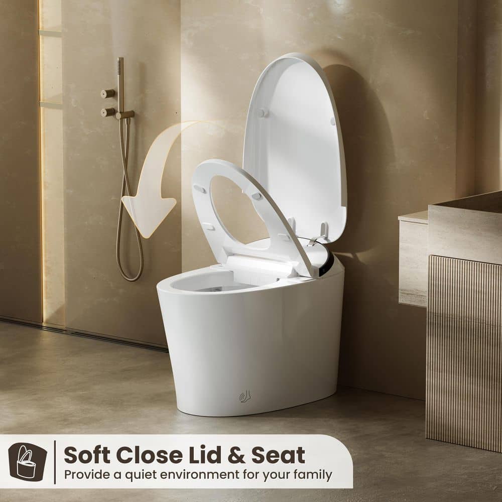 CANEST Elongated Smart Bidet Toilet Single Flush 1.08/1.45 GPF with Heated Seat and Remote - Image 7
