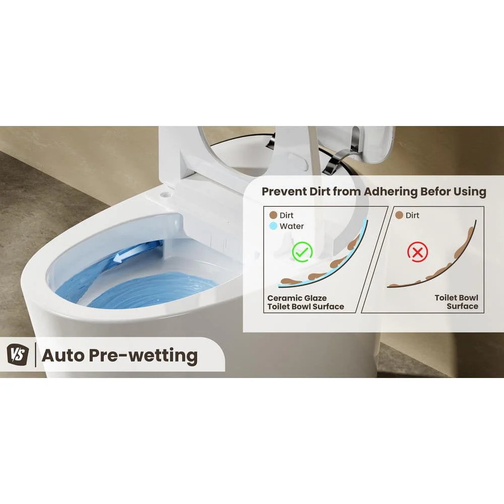 CANEST Elongated Smart Bidet Toilet Single Flush 1.08/1.45 GPF with Heated Seat and Remote - Image 9