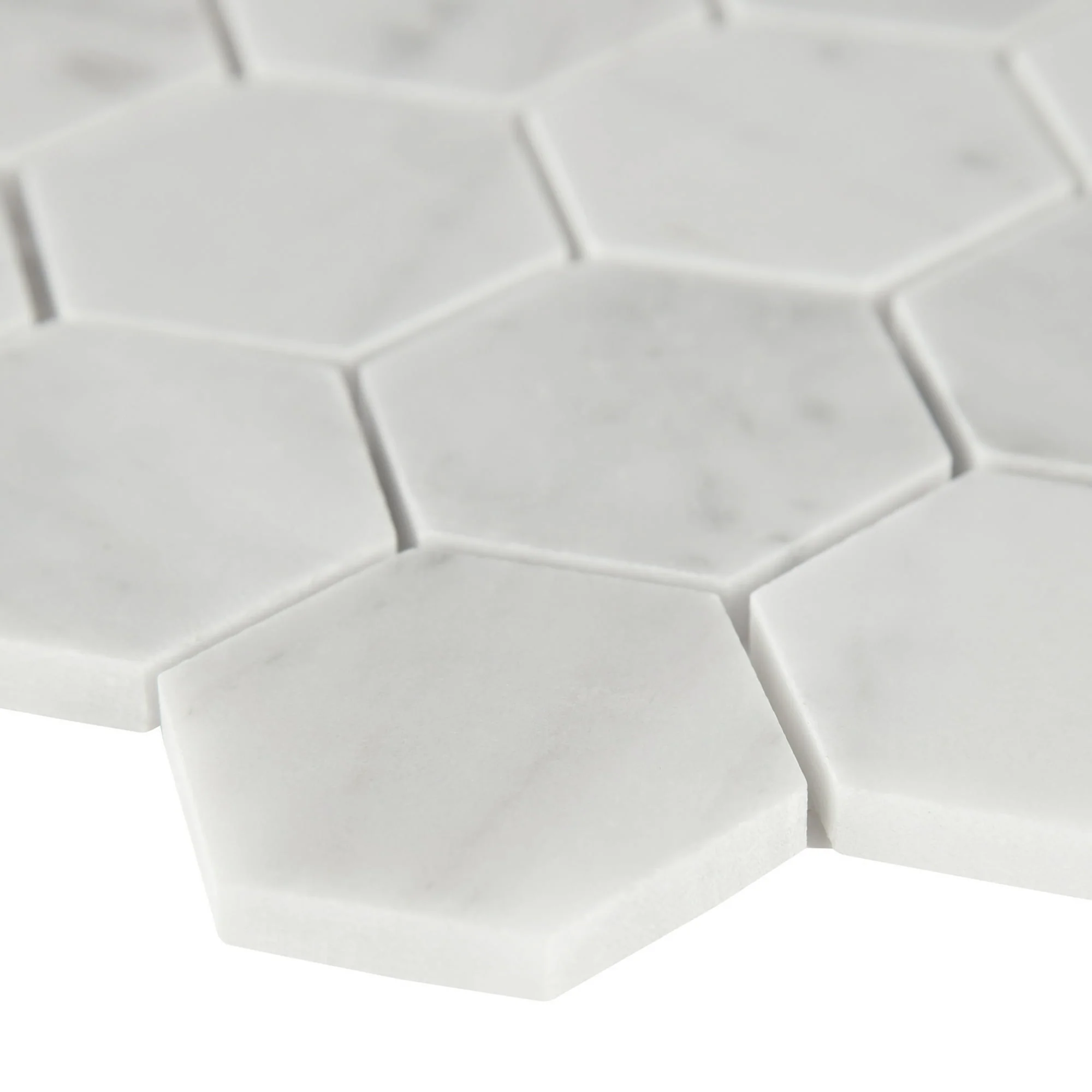 Carrara White Hexagon 12 in. x 12 in. x 8mm Honed Marble Mesh-Mounted Mosaic Tile (9.8 sq. ft./Case) - Image 3