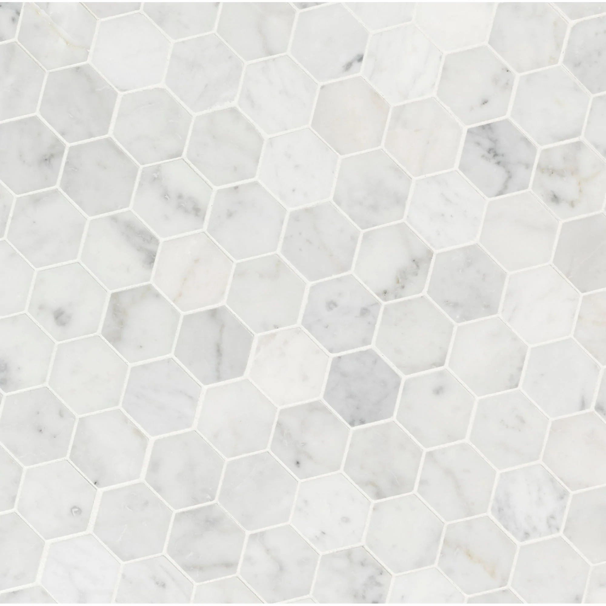 Carrara White Hexagon 12 in. x 12 in. x 8mm Honed Marble Mesh-Mounted Mosaic Tile (9.8 sq. ft./Case) - Image 4