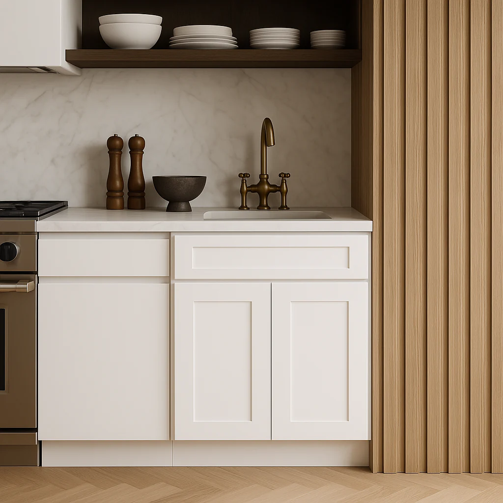 CASAINC 24" White Shaker Kitchen Base Cabinet with Drawer - Image 2