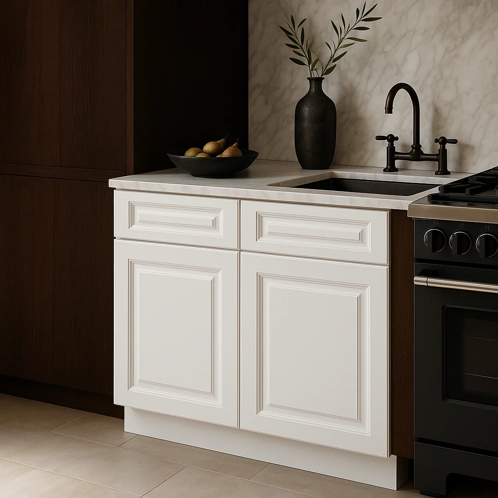 CASAINC 36" Glacier White Kitchen Base Cabinet with 2 Drawers - Image 2