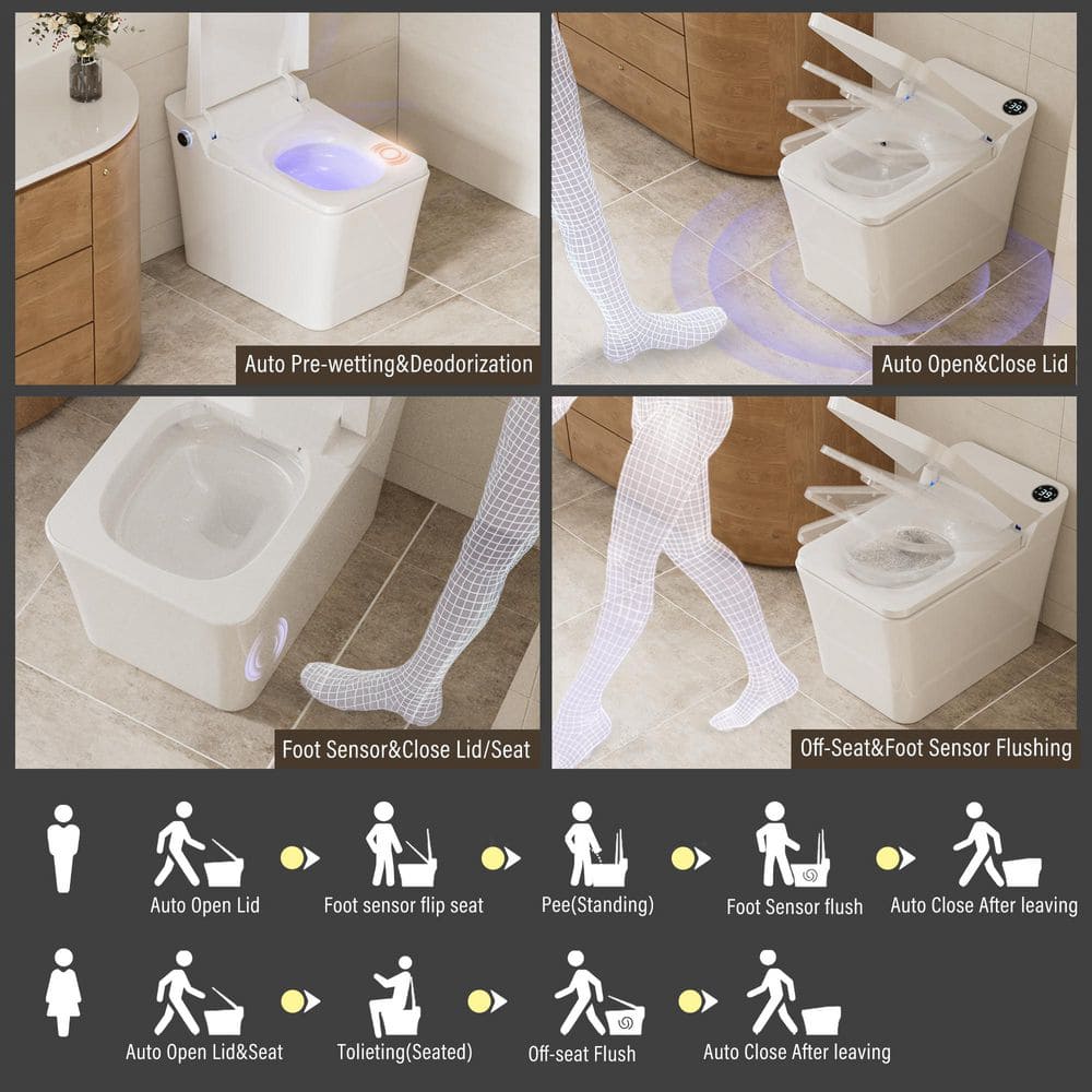 CASAINC Electric Smart Bidet Toilet with Auto Flushing and Antibacterial Seat - Image 8