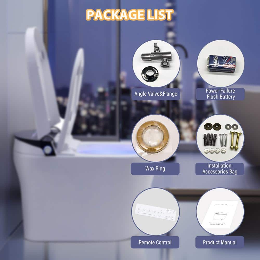 CASAINC Elongated Electric Smart Bidet Toilet with Auto Open, LED Display, and Warm Water Wash - Image 6