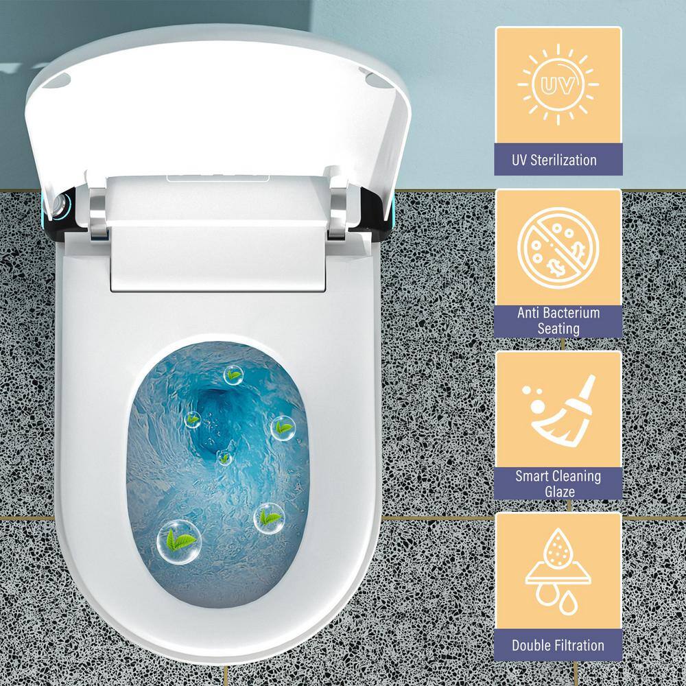 CASAINC Elongated Electric Smart Bidet Toilet with Foot Sensor Flush, LED Display, and Warm Water Wash - Image 10