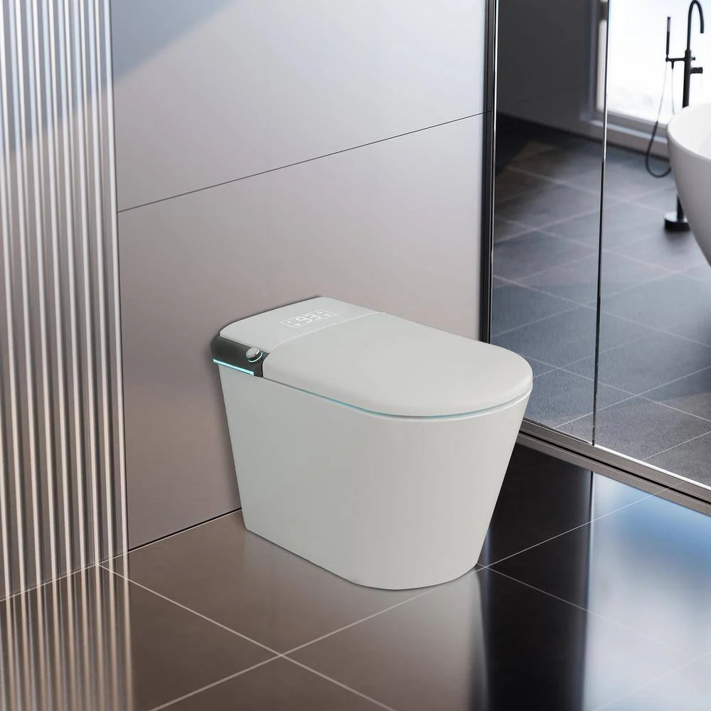 CASAINC Elongated Electric Smart Bidet Toilet with Foot Sensor Flush, LED Display, and Warm Water Wash - Image 3