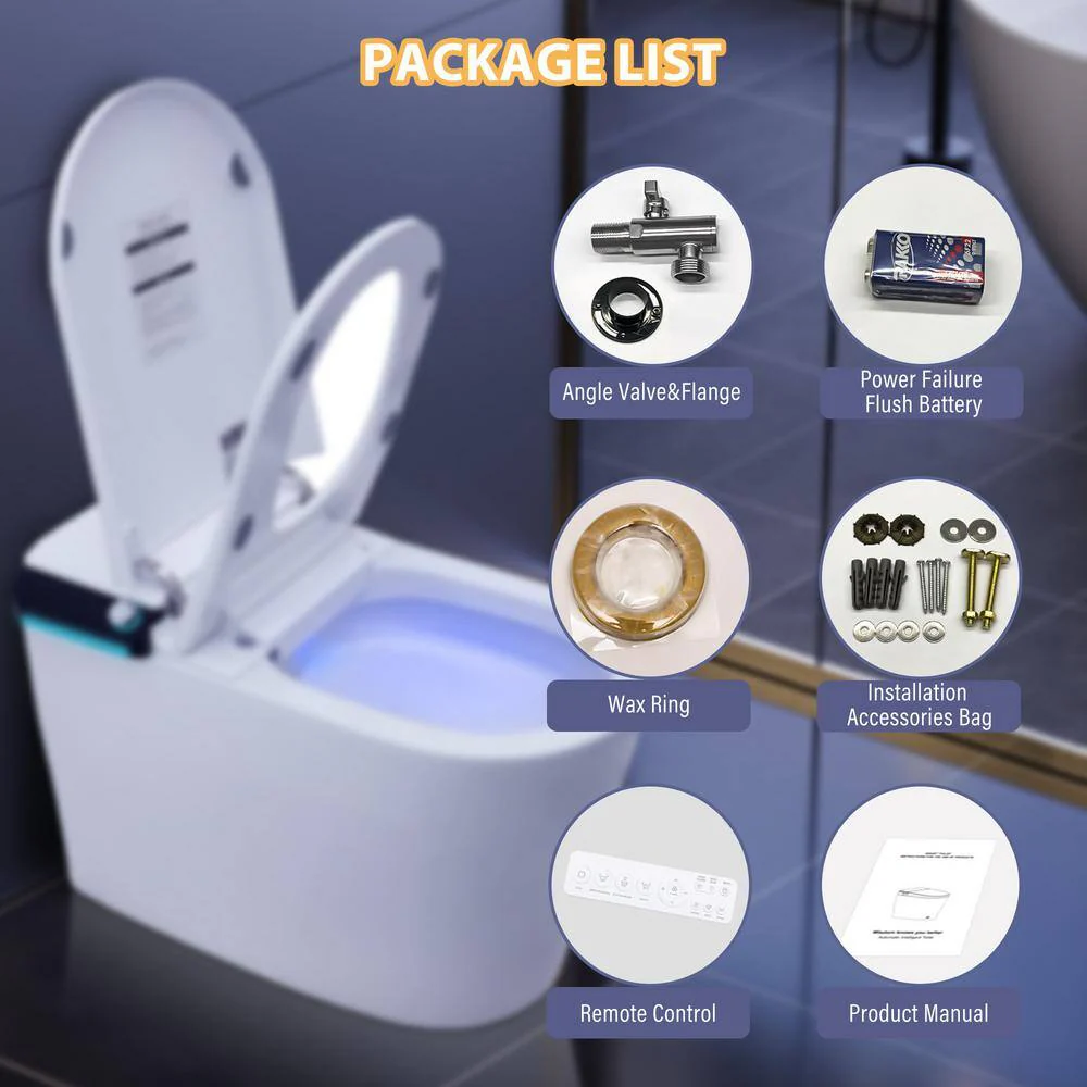 CASAINC Elongated Electric Smart Bidet Toilet with Foot Sensor Flush, LED Display, and Warm Water Wash - Image 4