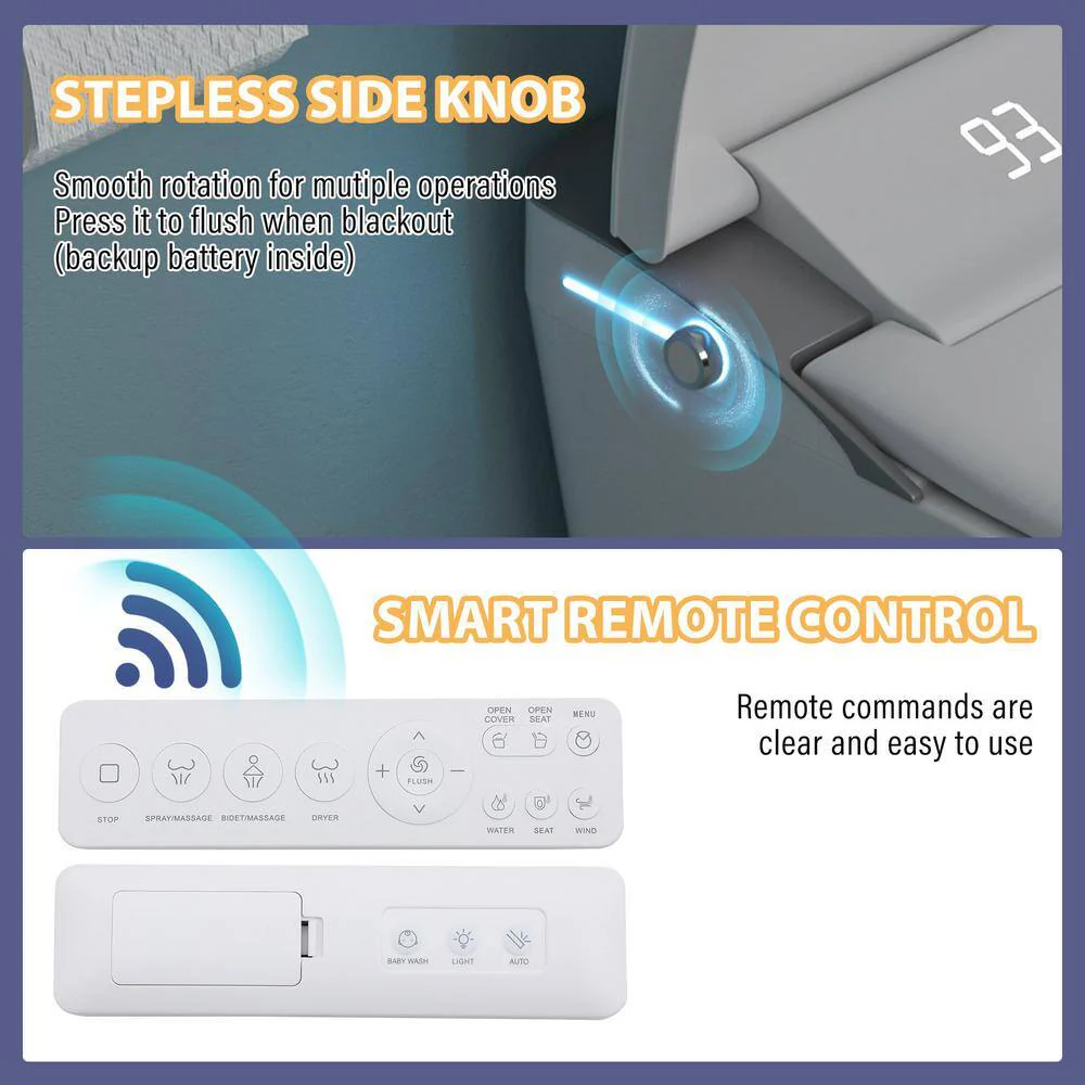 CASAINC Elongated Smart Bidet Toilet with Auto Flushing and UV Sterilization - Image 10