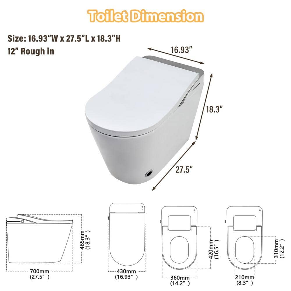 CASAINC Elongated Smart Bidet Toilet with Auto Flushing and UV Sterilization - Image 3
