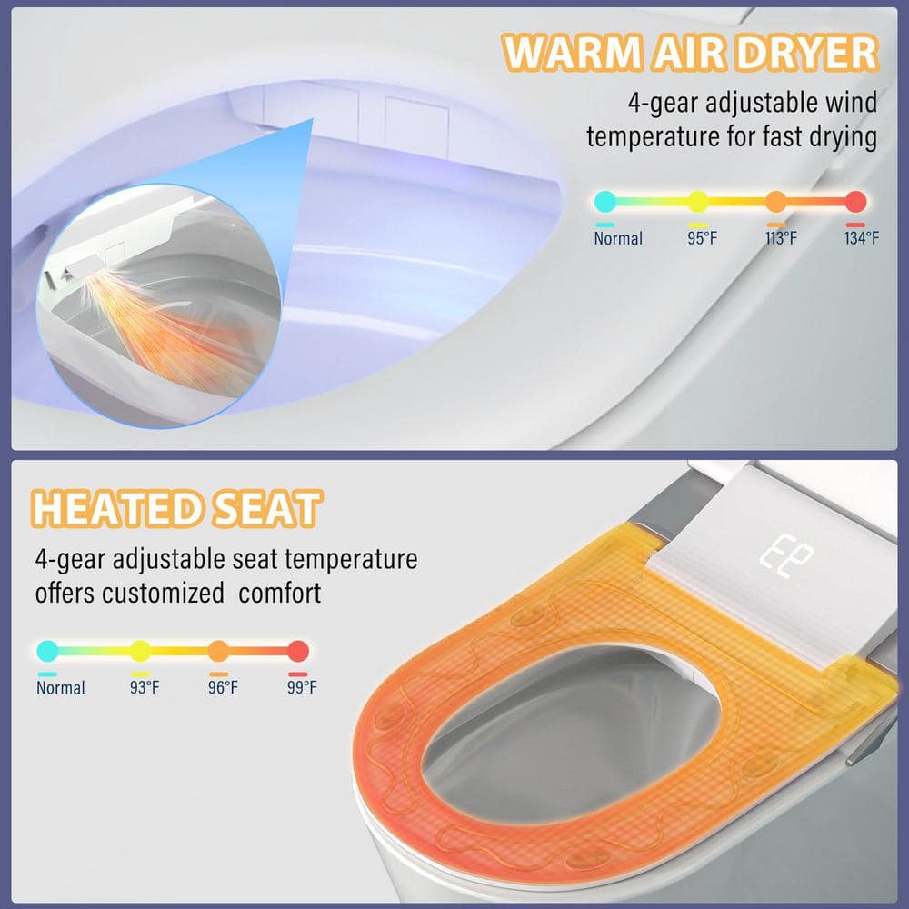 CASAINC Elongated Smart Bidet Toilet with Auto Flushing and UV Sterilization - Image 6