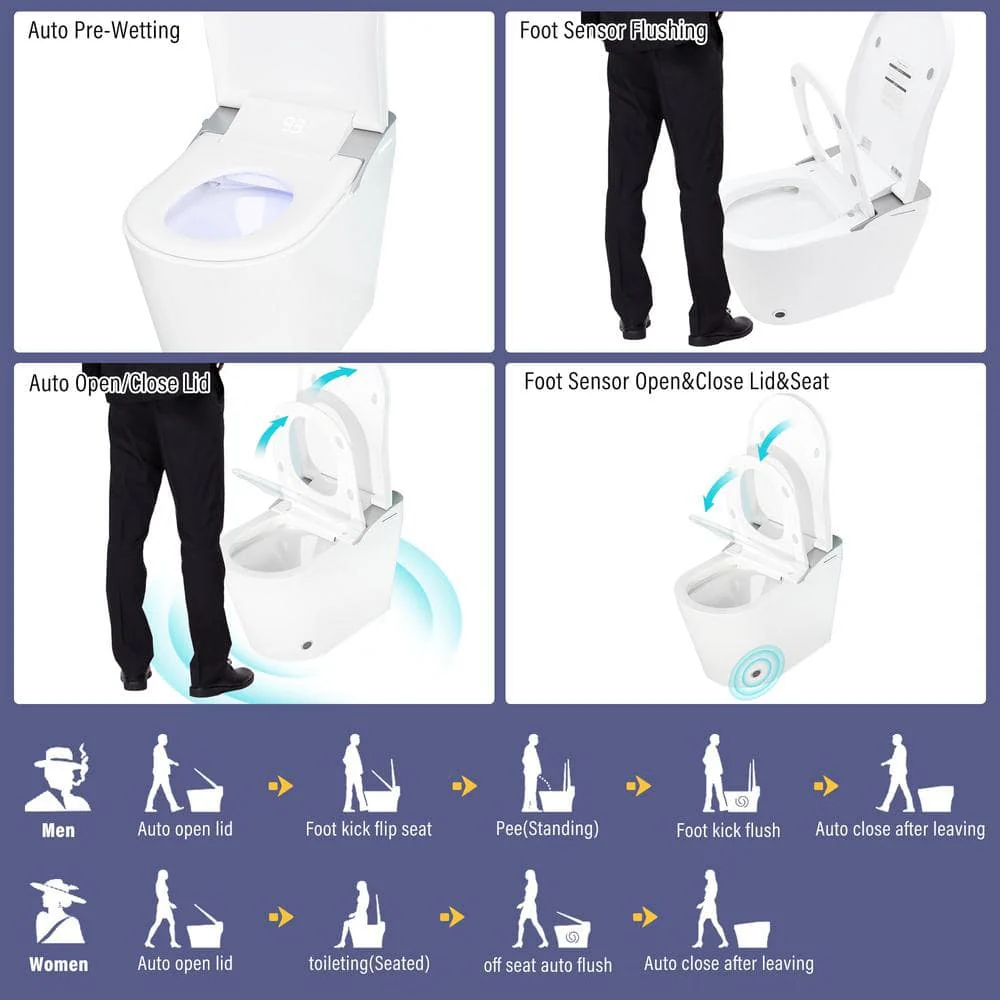 CASAINC Elongated Smart Bidet Toilet with Auto Flushing and UV Sterilization - Image 7