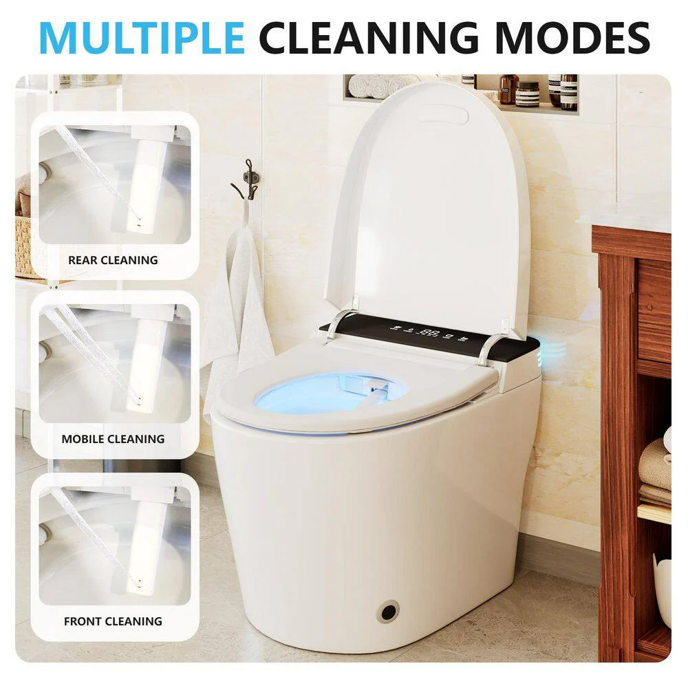 CASAINC Elongated Tankless Smart Bidet Toilet 1.28 GPF White Auto Open/Close/Flush - Image 4