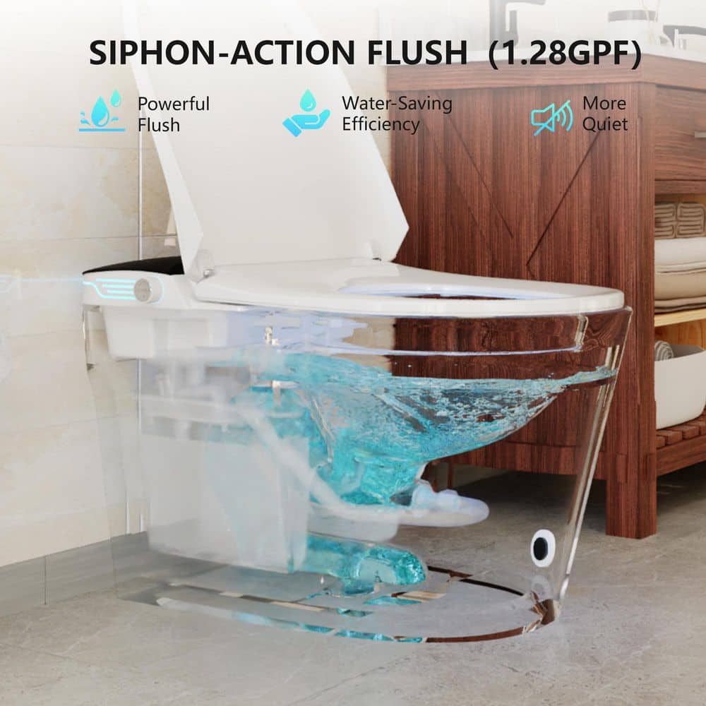 CASAINC Elongated Tankless Smart Bidet Toilet 1.28 GPF White Auto Open/Close/Flush - Image 5
