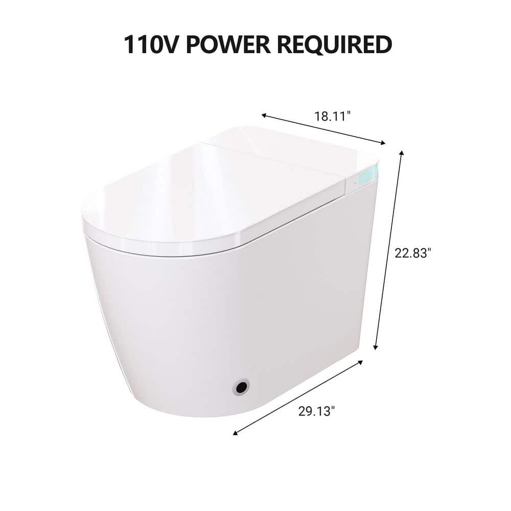 CASAINC Elongated Tankless Smart Bidet Toilet with Voice Control & Nightlight - 1.28 GPF - Image 3