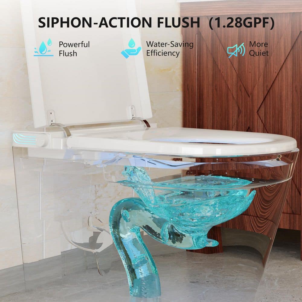 CASAINC Elongated Tankless Smart Bidet Toilet with Voice Control & Nightlight - 1.28 GPF - Image 5