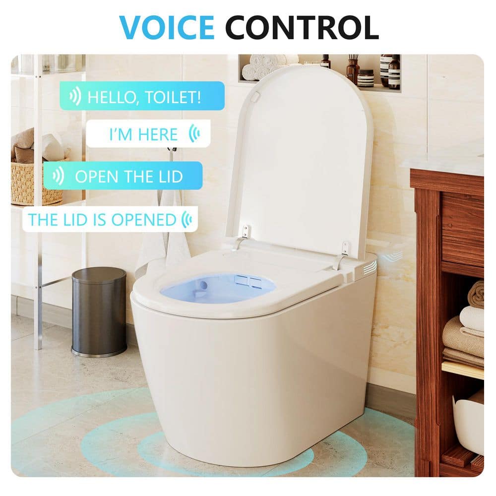 CASAINC Elongated Tankless Smart Bidet Toilet with Voice Control & Nightlight - 1.28 GPF - Image 6