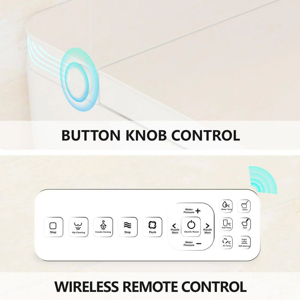 CASAINC Elongated Tankless Smart Bidet Toilet with Voice Control & Nightlight - 1.28 GPF - Image 7